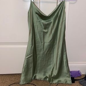 Green slip dress with tie. NWOT